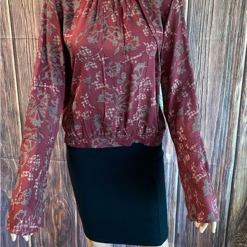 Melrose and Market Burgundy Floral Blouse